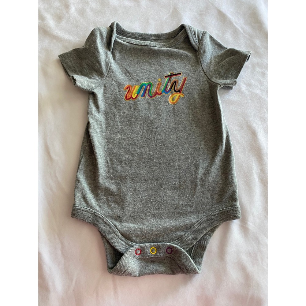 Cat & Jack Unisex Unity Graphic Pride Bodysuit Size 0-3M Gray Multi